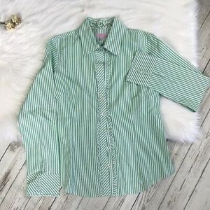 Iilly Pulitzer button down with ruffle
